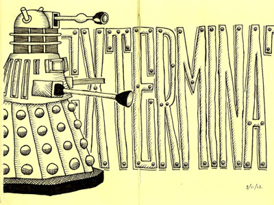 Exterminate dr. who illustration lettering micron moleskine typography
