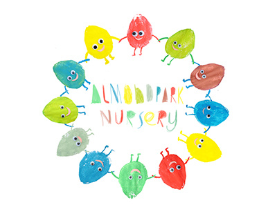 Nursery Logo almond kids logo nursery potato printing