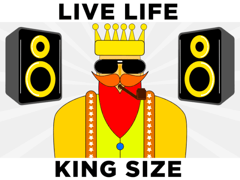 Live the Life, King Size animation animation 2d beard design dj gif goggles king life motion graphic music music art mustache revounds size sound