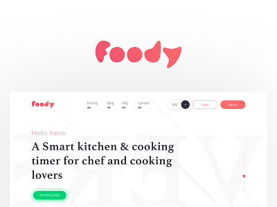 Foody Landing Page creative download food applications free freebies landingpage minimalism mobileapp sketchapp uideign uxdesign webdesign