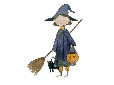 Witch art children book illustration sketch watercolor