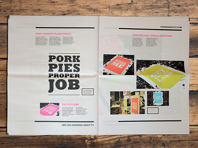 Self Promotion Newspaper Inside Spread 02 bold crowe about it experimental layout newspaper photo pink self promotion typographic