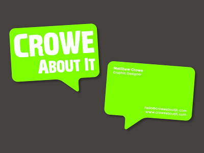 Crowe About It Business Cards bold business card crowe about it fluorescent green self promotion talk about