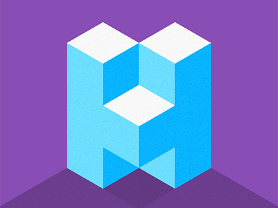 36 days of type - H 36days h 36daysoftype angles blue bright bright colours design geometric grain h isometric type typographic