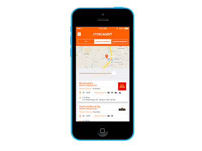 StoreAgent 3.0 Map design iphone mobile mockup