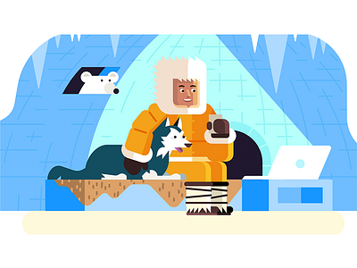 Eskimo Illustration animals blue eskimo explainer illustration motion graphics