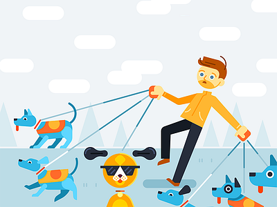 A walk in the park animals blue dog explainer illustration motion graphics orange