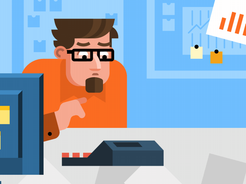 Confused CFO animation explainer flat illustration motion graphics