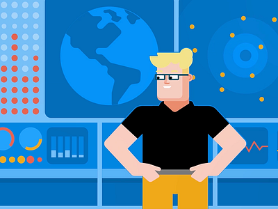 NASA HQ animation blue character explainer flat illustration