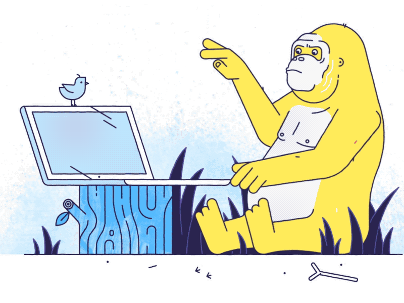 A Gorilla can learn too. animation fun gorilla illustration monkey motion graphics outline simple