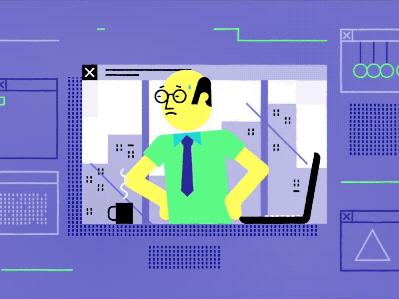 Worried guy animation character design characters explainer explainer video fun illustration motion graphics outline simple illustration
