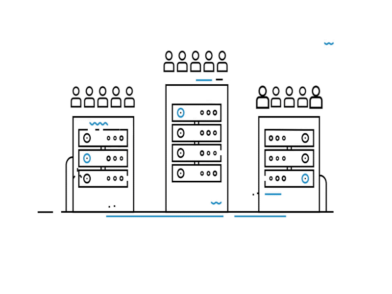 Nextcloud Big Servers animation character design characters explainer explainer video fun illustration motion graphics outline simple illustration