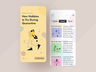 Hobbies App app application art clean design figma flat grid hobbies ios mobile sketch ui unique ux