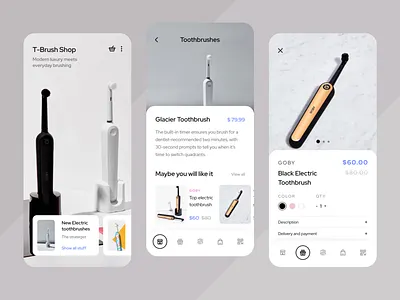 Toothbrush Online Shop app application art clean clean ui design figma flat ios mobile shop shopping app sketch toothbrush ui uiux design ux