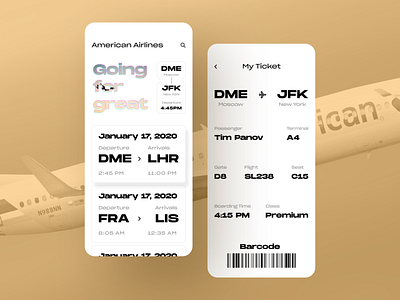 Flight Booking App app application clean design figma flat flight app flight booking app ios mobile ticket app ticket design typography ui ux