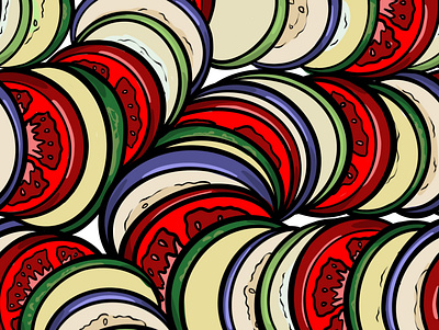 Pattern with ratatouille food illustration pattern ratatouille