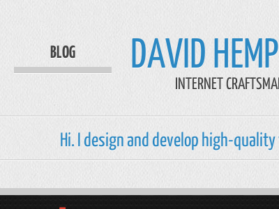 DavidHemphill.com v2.0 blue gray personal site redesign