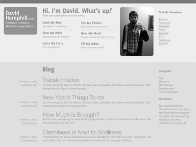 Old DavidHemphill.com Graybox design graybox wireframe