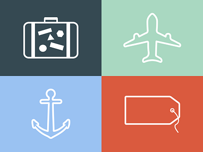 Travel Icons airplane anchor illustration luggage suitcase travel