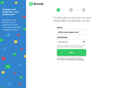 Bonusly Sign Up / Onboarding Flow