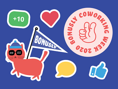 Bonusly Sticker Sheet bonusly cat icons iconset illustration