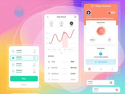 Step counter app fitness graphic design mobile application step counter ui ux