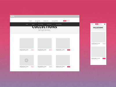 Responsive Wireframe Template flat gray pink purple responsive template white wireframe