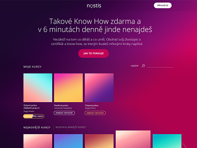Czech MOOC Homepage blump button course cta gradients homepage pink purple responsive web webpage website