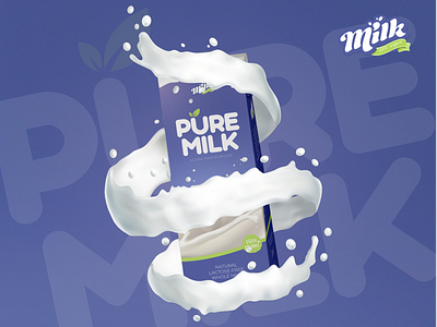 Pure Cow Milk Package Design cow milk mockup package package design packaging pure sketchapp violet