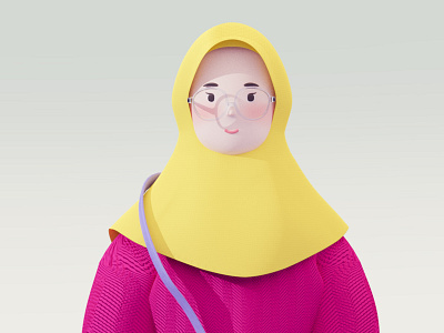 Dhees Portrait 3d blender branding cartoon cute cycles design hijab illustration