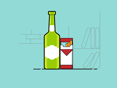 Pint and Cigarettes adobe ilustrator beer cigarette debut design hello dribbble icon illustration logo vector art