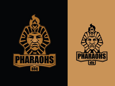 Pharaohs BBQ ancient bbq brand branding corporate dish egyptian food identity illustration logo pharaoh typography vector