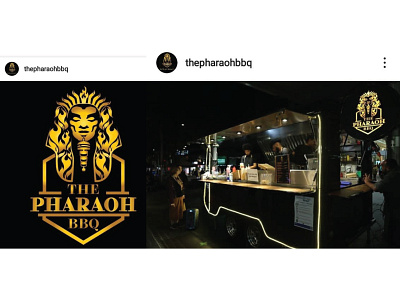 The Pharaoh BBQ art bbq brand branding burger corporate design fire food food and drink food truck gold identity illustration logo pharaoh vector
