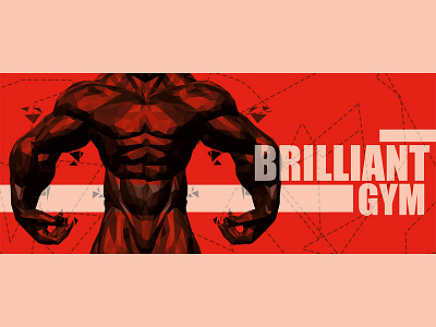 Brilliant Gym Signage 3d body building fitness gym logo low muscle poly vector