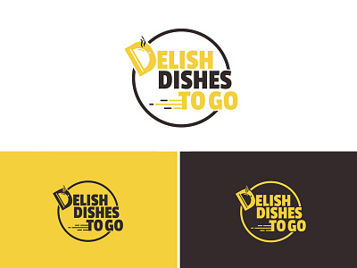 Delish Dishes To Go beverage branding corporate dish fast food identity logo plate vector