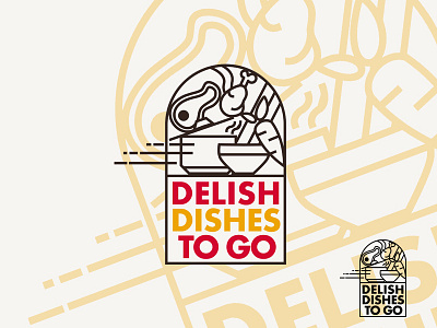 Delish Dishes To Go Logo beverage branding corporate dish fast food identity logo plate vector