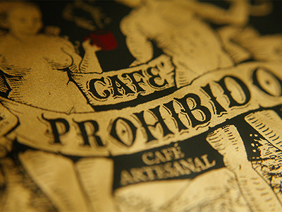 Cafe Prohibido adan coffee eve forbidden gold illustration lettering packaging silkscreen sin