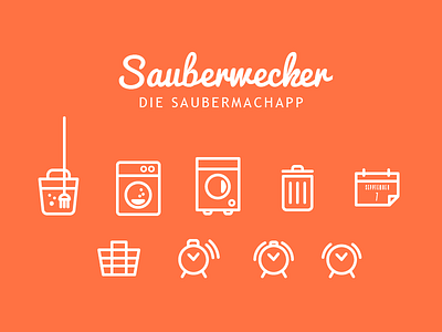 Sauberwecker alarm clock app cleaning flat icon iconography line stroke