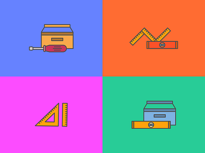 some illustrations carpenterie colorful design icons illustration outline icon outlines screwdriver toolbox tools vector