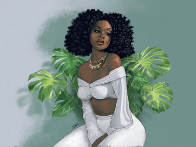 Go Natural girl illustration plants portrait procreate
