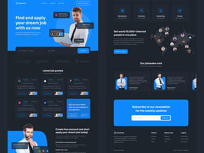 Job Finder | Web Design Dark Theme UI branding clean concept designer inspiration job board job finder job list job search job seeker job site jobs mockup product design uiux web design website wireframe