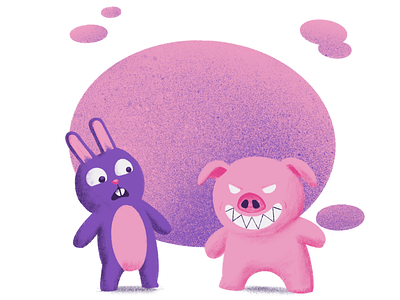 Horror Pig animals illustrated bunny childrens illustration cute design funny geometric illustration pig pink procreate art simple