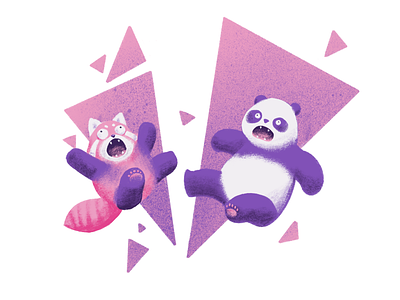 Panda Panic! animals illustrated childrens illustration cute design funny geometric illustration panda pink procreate art redpanda simple triangle