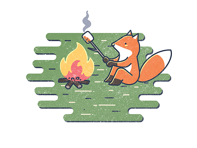 Campfire Fox animals illustrated childrens illustration cute design distressed fire fox foxy funny geometric illustration oldschool procreate art simple
