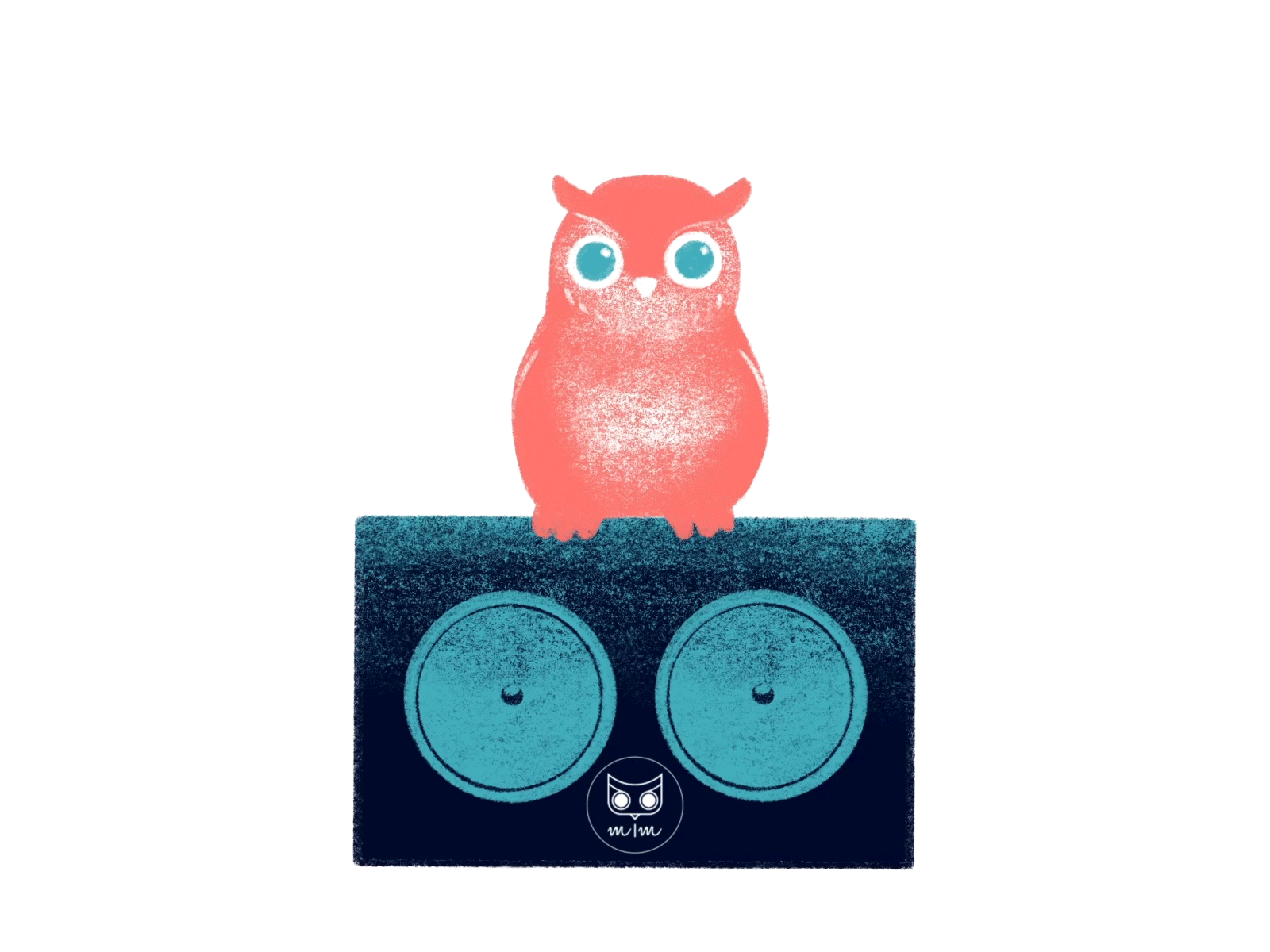 Night Owl animals illustrated animation beat childrens illustration cute design dj funny music music player procreate art simple