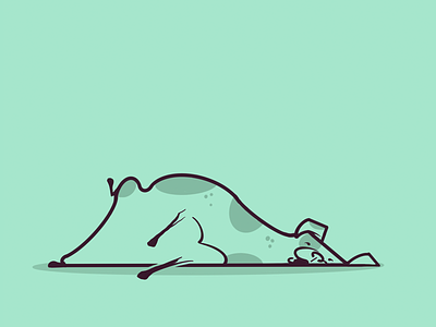 Dog Tired flat colour illustration linework procreate