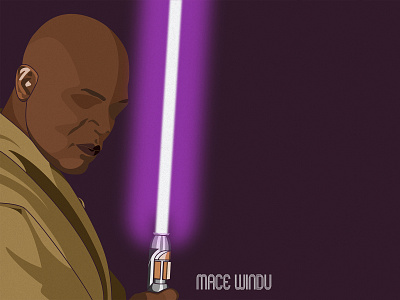 Mace Windu 2d fanart illustration light saber star wars starwars vector