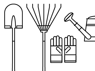 Gardening Tools gardening icons line logo simple thinking tools