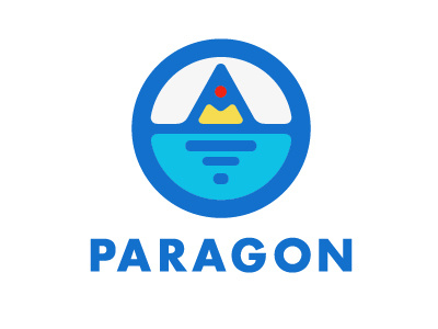 Paragon Logo badge icon logo mountain paragon school seal simple water