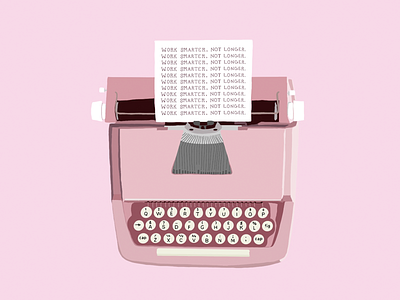 Work Smarter. Not Longer branding branding agency dallas editorial editorial art fort worth hand drawn illustration illustration art illustration design layout pink red social content typewriter